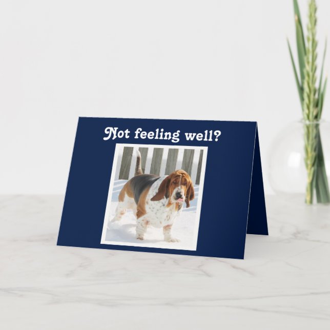 Carte Drôle Get Well Card avec mignonne Basset Hound (Devant)