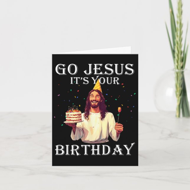 Carte Drôle Go Jesus C'est ton anniversaire Joyeux Noël (Devant)