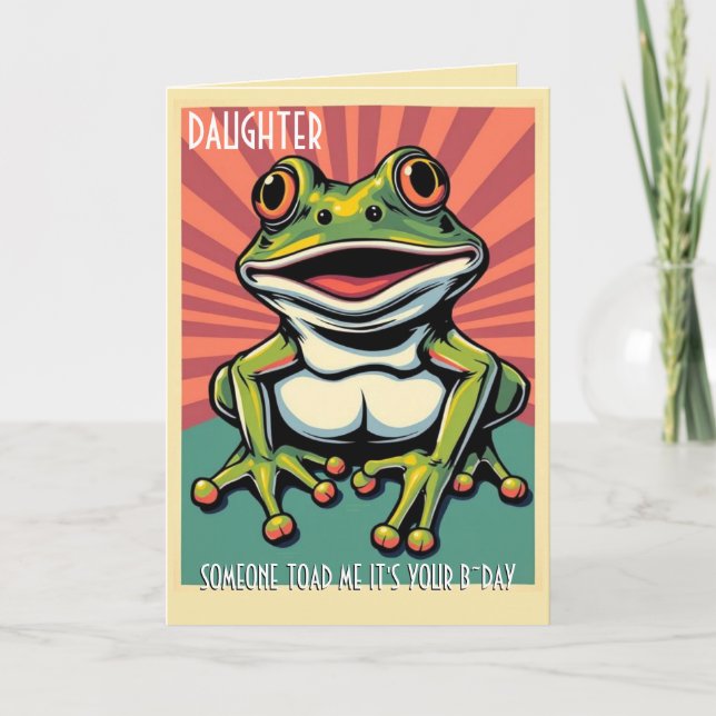 Carte Drôle Grenouille Toad Croak fille Joyeux anniversa (Devant)