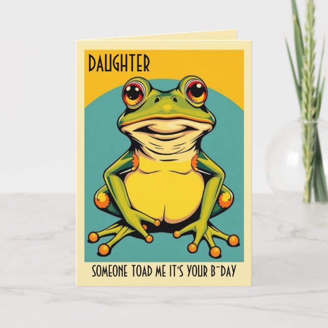 Carte Drôle Grenouille Toad Croak fille Joyeux anniversa (Devant)