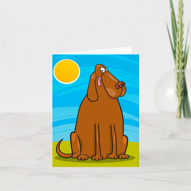 Carte Drôle gros chien Brown assis au soleil (Créateur téléchargé)