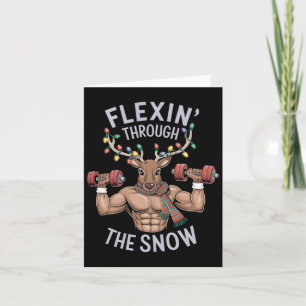 Carte Drôle Gym de Noël Entraînement Reindeer Flexin