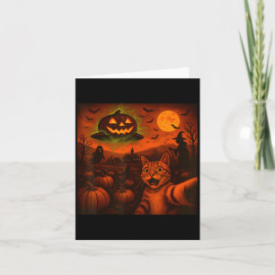 Carte Drôle Halloween Chat Selfie Citrouille Fantôme