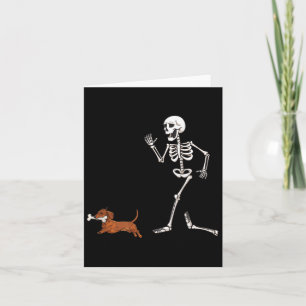 Carte Drôle Halloween Dachshund Et Skeleton