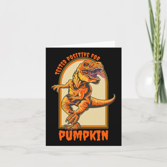 Carte Drôle Halloween Dinosaur Testé Positif Pour Pumpk (Devant)