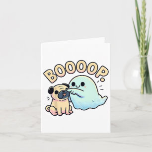 Carte Drôle Halloween Fantôme Carlin Boop Silencieux Chi