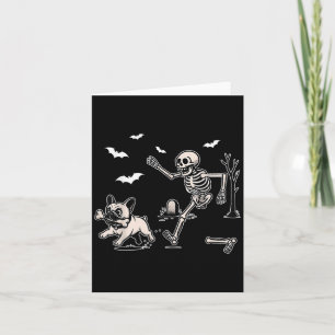 Carte Drôle Halloween Français Bulldog Skeleton Soky Men