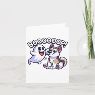 Carte Drôle Halloween Ghost Husky Chien Boop Silencieux