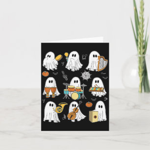 Carte Drôle Halloween Ghost Music Enseignant Jouer Instr