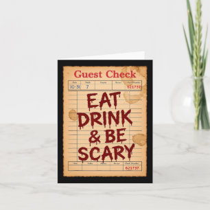 Carte Drôle Halloween Guest Check Manger Boire Et Être E