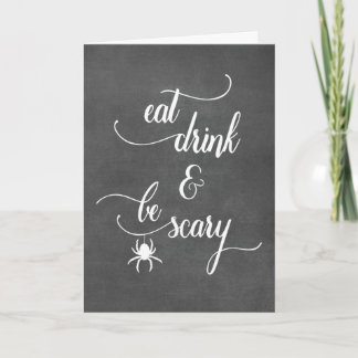 Carte Drôle Halloween Mangez Boire et Soyez la typograph