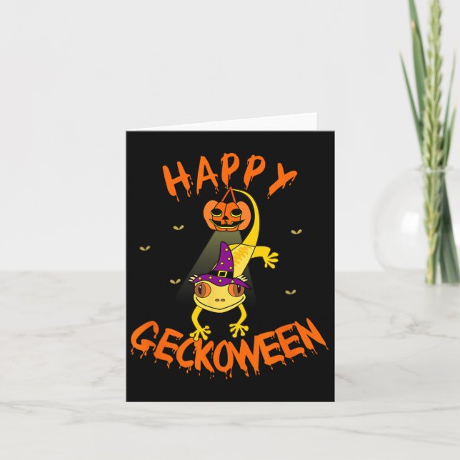 Carte Drôle Halloween mignon Crested Eyelash Gecko Citro (Devant)