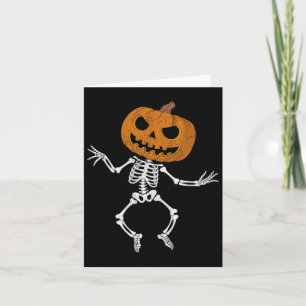 Carte Drôle Halloween mignon squelette Citrouille crâne
