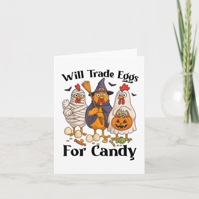 Carte Drôle Halloween Poulet Eglise Pour Candy Trick (Devant)