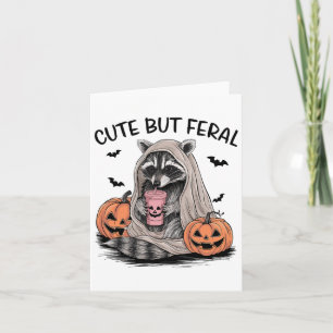 Carte Drôle Halloween Raccoon avec chauves-souris Citrou