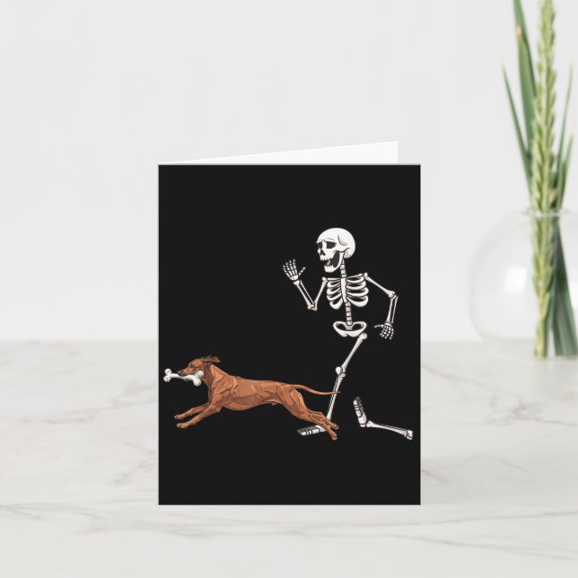 Carte Drôle Halloween Rhodesian Ridgeback Et Skeleton (Devant)