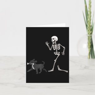 Carte Drôle Halloween Rtuguese Water Dog Et Squelette