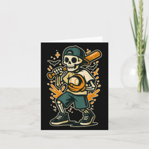 Carte Drôle Halloween Skeleton Costume de baseball Graph