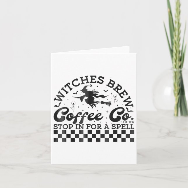 Carte Drôle Halloween sorcières Brew Coffee Co Stop Pour (Devant)