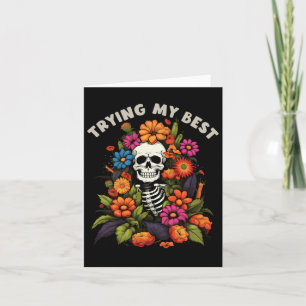 Carte Drôle Halloween Squelette Fleurs Vintages Essayer