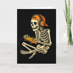 Carte Drôle Halloween Squelette Joueur Vidéo Joueur Garç