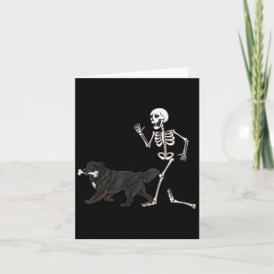 Carte Drôle Halloween Terre-Neuve Et Squelette