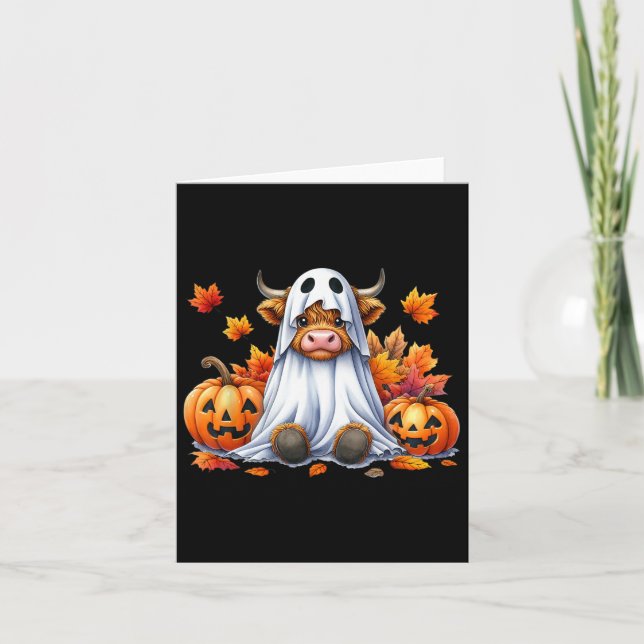 Carte Drôle Halloween Vache fantôme Citrouille Éffrayant (Devant)