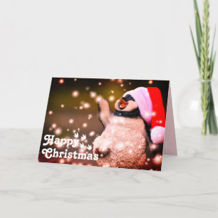 Carte Drôle Happy Père Noël Penguin&Joyeux Noël unique