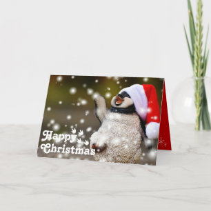 Carte Drôle Happy Père Noël Penguin&Joyeux Noël unique
