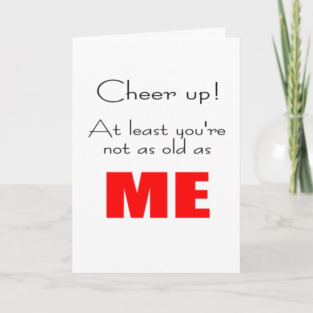 Carte drôle heureux anniversaire souhait comparaison (Devant)