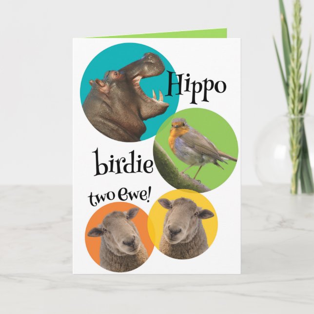 Carte Drôle Hippo Birdie Deux Ewe Anniversaire (Devant)