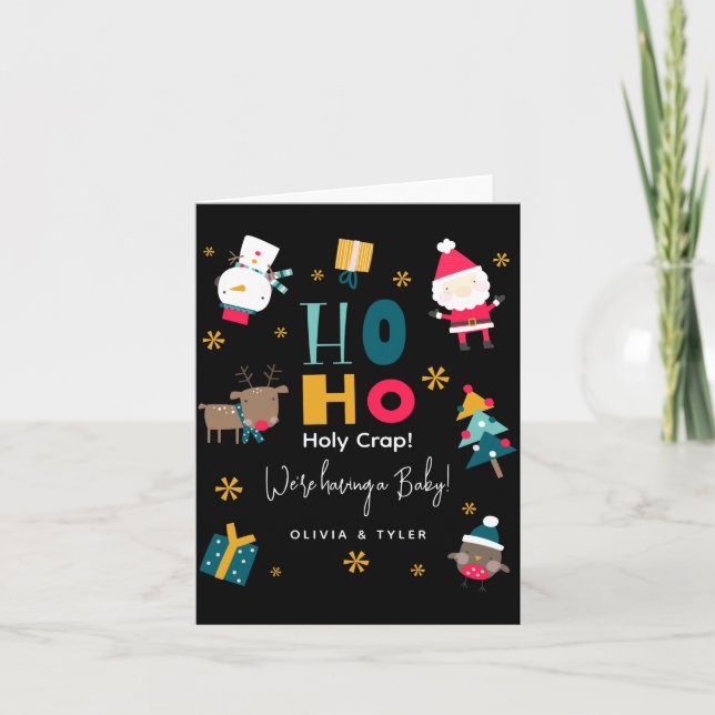 Carte Drôle Ho Ho Sainte Merde Nous Avons Un Bébé  (Devant)