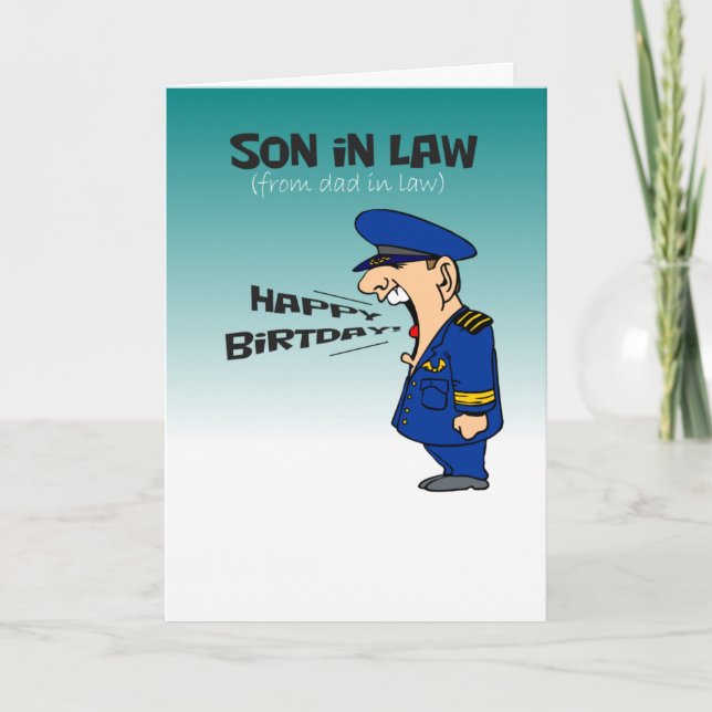Carte drôle homme heureux d'anniversaire fils en droit (Devant)