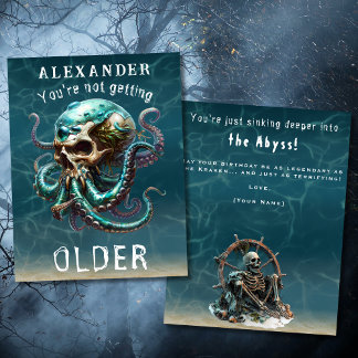 Carte Drôle Horreur Thème Kraken Crâne Pour Lui Annivers