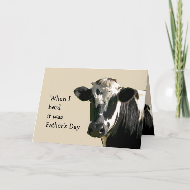 Carte Drôle Humour de vache papa Fête des pères rit (Devant)