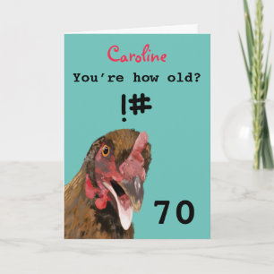 Carte Drôle insultant, blague poule 70ème anniversaire c