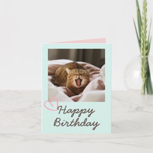 Carte Drôle Jawning Chat et Joyeux anniversaire (Devant)