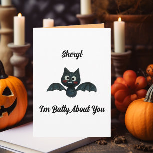 Carte Drôle Je suis Batty À propos de toi Chat d'Hallowe
