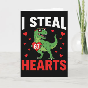 Carte Drôle Je vole des cœurs 67 Saint-Valentin Dinosaur