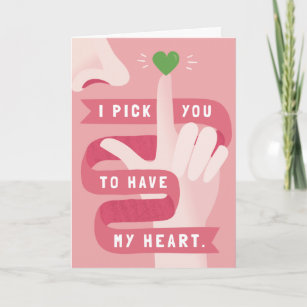 Carte Drôle Je Vous Choisis Pink Heart Greeting Card