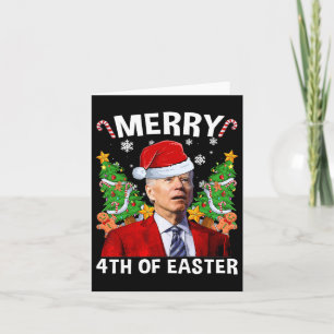 Carte Drôle Joe Biden Noël Santa Hat Joyeux 4e De E