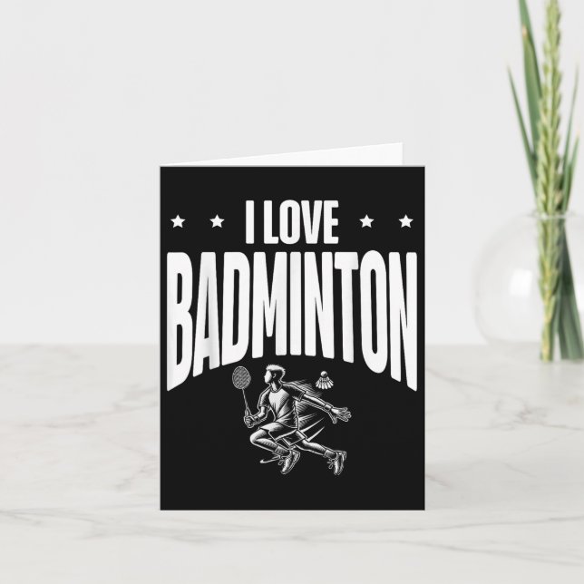 Carte Drôle Joueur Badminton Love Shuttle Design 1 (Devant)