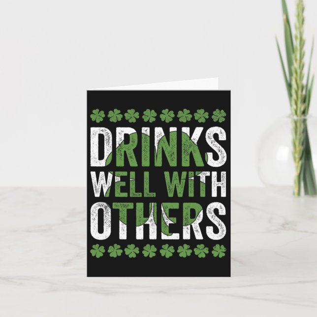 Carte Drôle Jour de la Saint Patrick Boit Bien Avec D'Au (Devant)