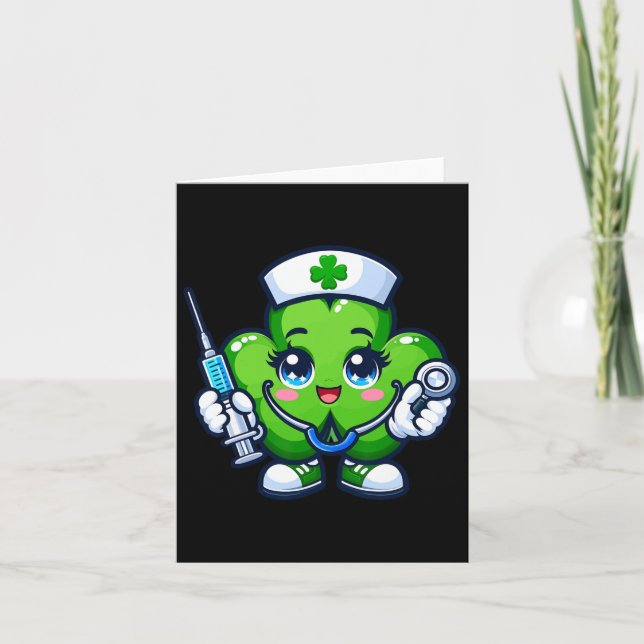 Carte Drôle Jour de la Saint Patrick Shamrock Infirmière (Devant)