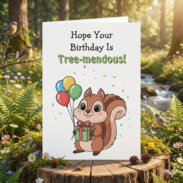 Carte Drôle Joyeux Anniversaire Squirrel Pun (Créateur téléchargé)