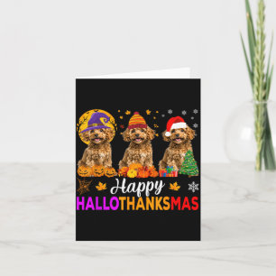 Carte Drôle Joyeux Hallothanksmas Caniche Chien Hallowee