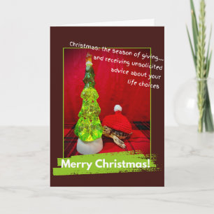 Carte Drôle Joyeux Noël Turtle Conseil non sollicité