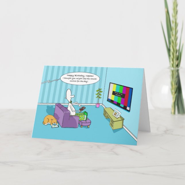 Carte Drôle Joyeux Nouvel Anniversaire Nephew Avec Téléc (Devant)