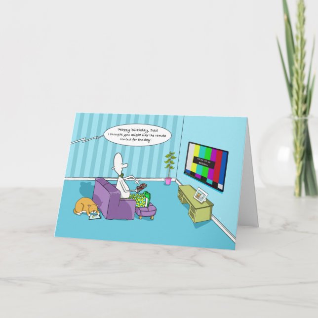 Carte Drôle Joyeux Père Anniversaire Avec Télécommande (Devant)