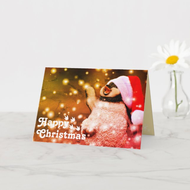 Carte Drôle Joyeux Santa Pingouin&Merry Noël Unique   (Petite plante)